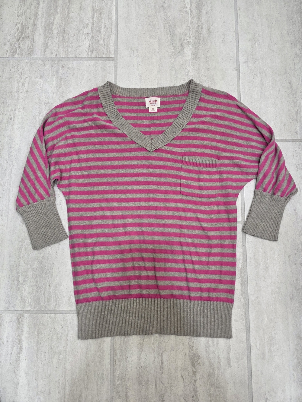 Mossimo Supply Co. Hot Pink and Gray Striped Knit Sweater